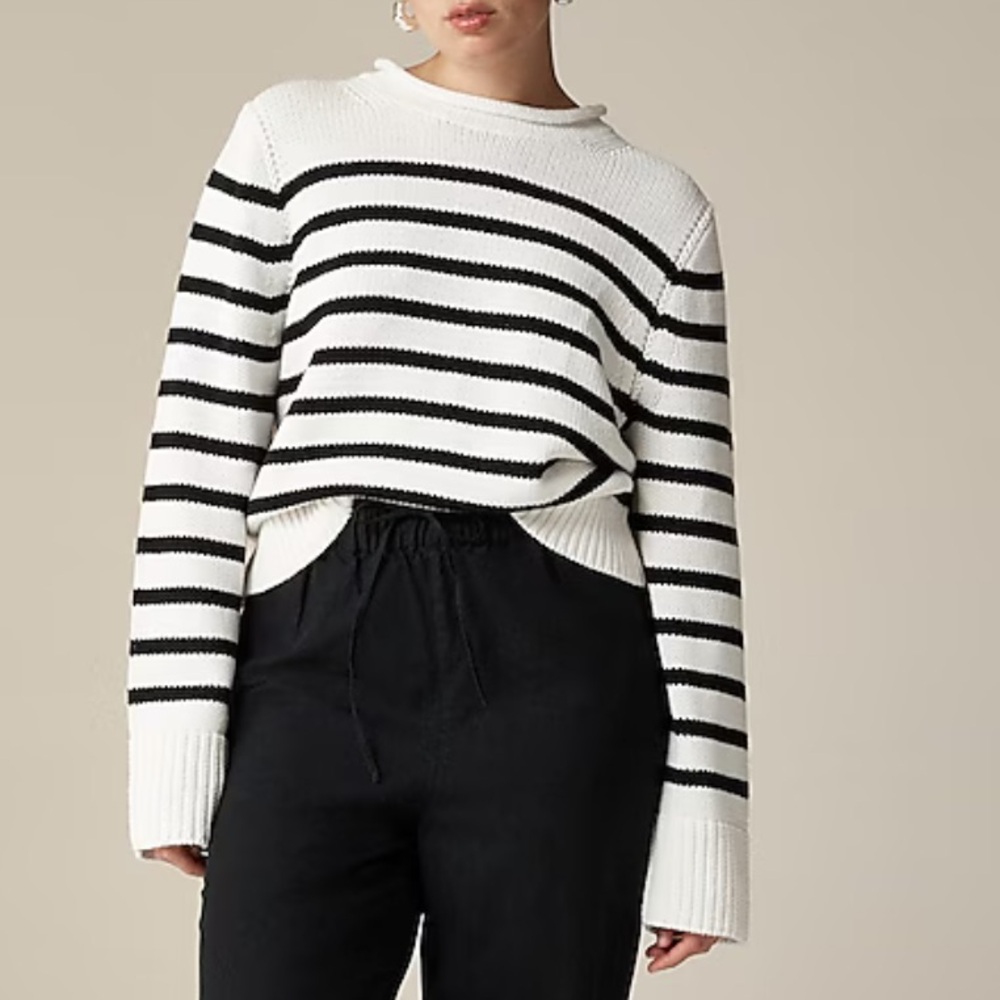 J. Crew Classic Black and White Striped Sweater